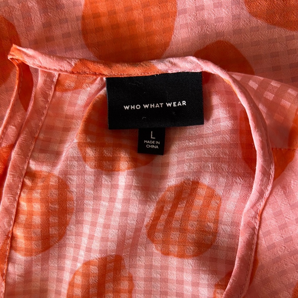 Who What Wear Orange Puff Sleeve Ruffled Blouse - Picture 3 of 3